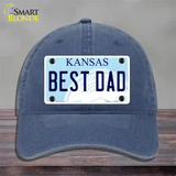 Best Dad Kansas Novelty License Plate Hat Unconstructed Cotton / Navy