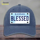 Blessed Kansas Novelty License Plate Hat Unconstructed Cotton / Navy