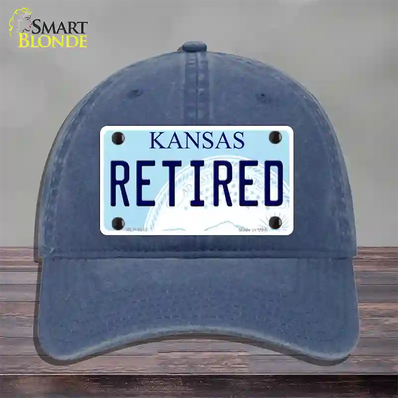 Retired Kansas Novelty License Plate Hat Unconstructed Cotton / Navy