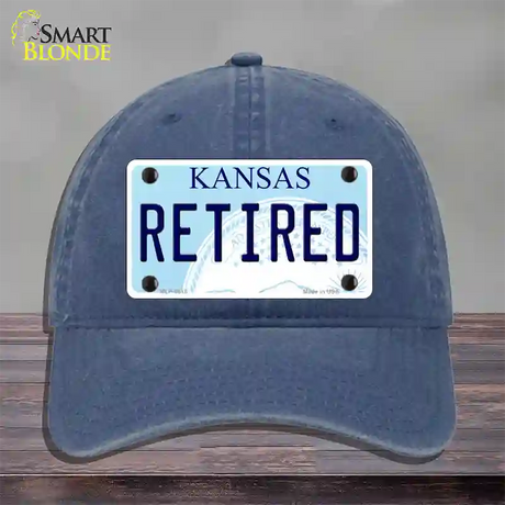 Retired Kansas Novelty License Plate Hat Unconstructed Cotton / Navy