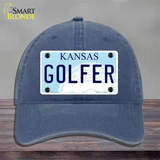 Golfer Kansas Novelty License Plate Hat Unconstructed Cotton / Navy