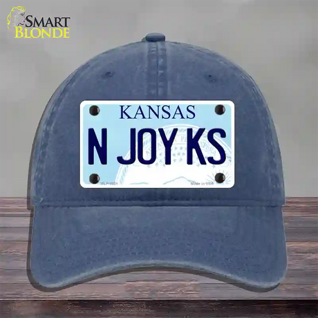 N Joy Kansas Novelty License Plate Hat Unconstructed Cotton / Navy