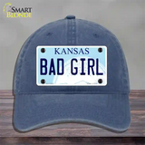 Bad Girl Kansas Novelty License Plate Hat Unconstructed Cotton / Navy