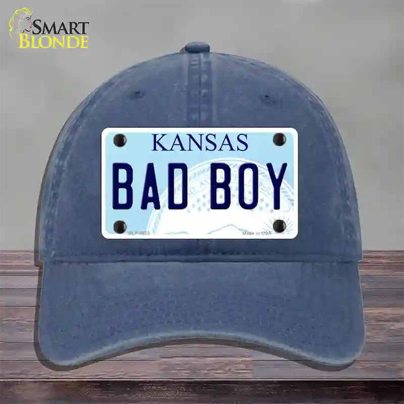 Bad Boy Kansas Novelty License Plate Hat Unconstructed Cotton / Navy