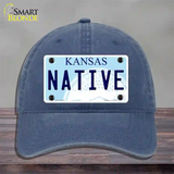 Native Kansas Novelty License Plate Hat Unconstructed Cotton / Navy