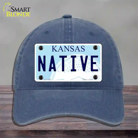 Native Kansas Novelty License Plate Hat Unconstructed Cotton / Navy