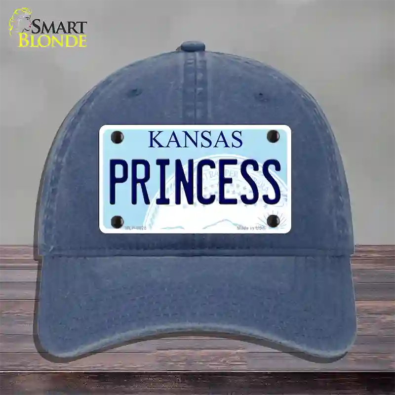 Princess Kansas Novelty License Plate Hat Unconstructed Cotton / Navy