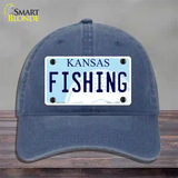 Fishing Kansas Novelty License Plate Hat Unconstructed Cotton / Navy