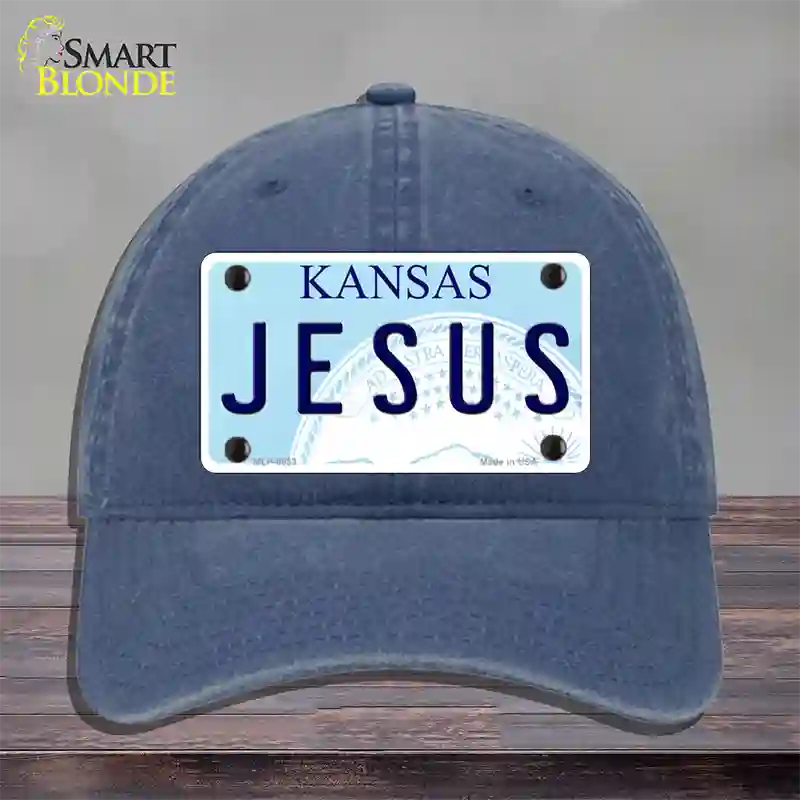 Jesus Kansas Novelty License Plate Hat Unconstructed Cotton / Navy