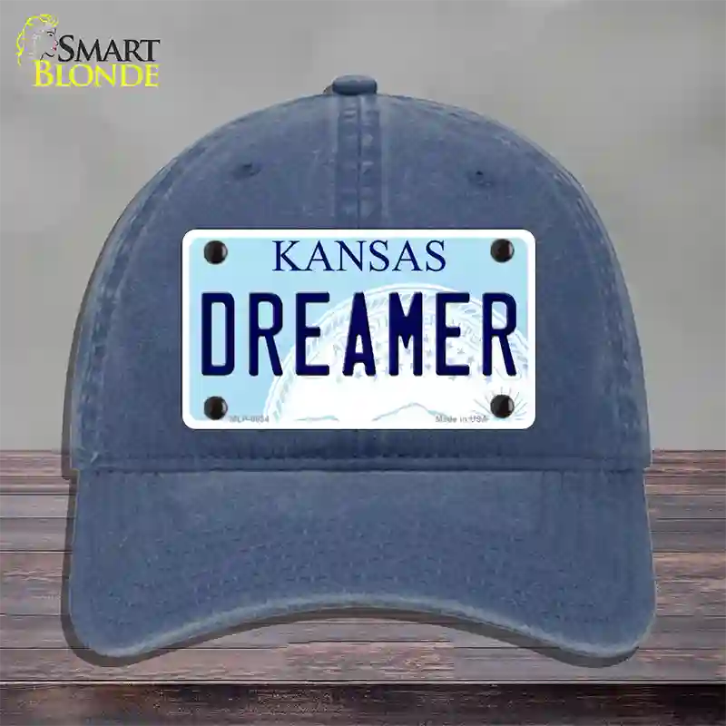 Dreamer Kansas Novelty License Plate Hat Unconstructed Cotton / Navy