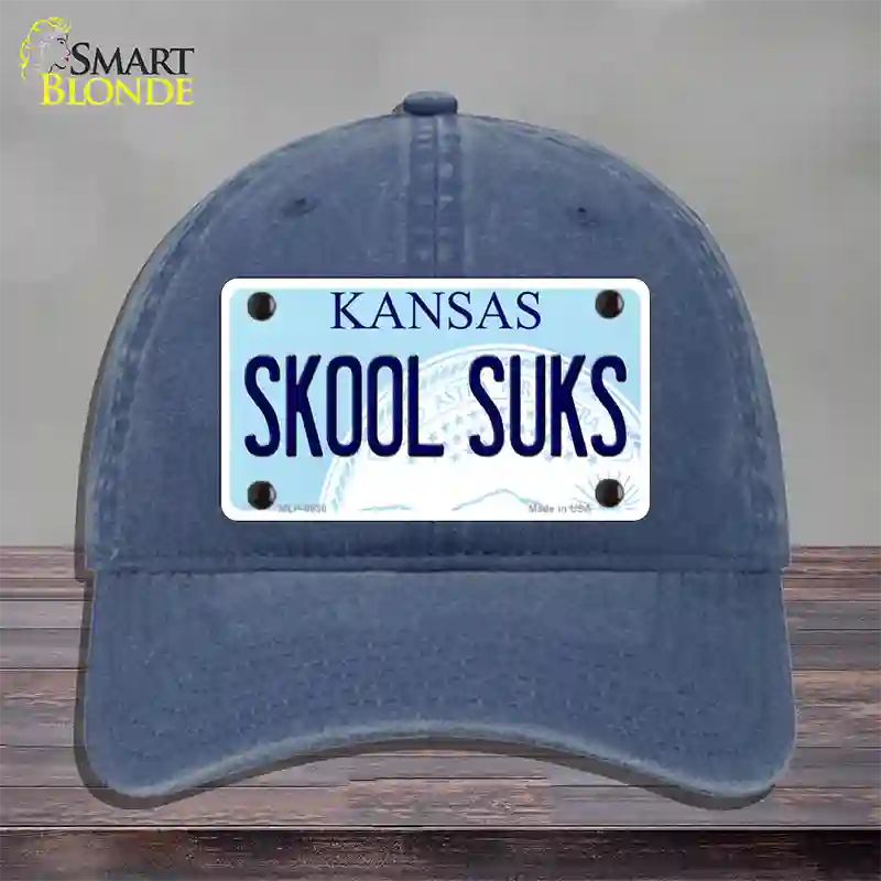 Skool Suks Kansas Novelty License Plate Hat Unconstructed Cotton / Navy