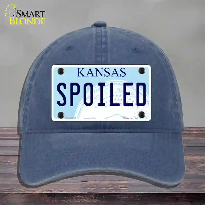 Spoiled Kansas Novelty License Plate Hat Unconstructed Cotton / Navy