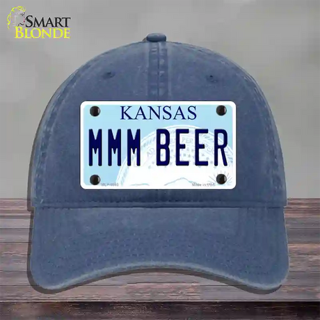 MMM Beer Kansas Novelty License Plate Hat Unconstructed Cotton / Navy