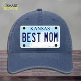 Best Mom Kansas Novelty License Plate Hat Unconstructed Cotton / Navy