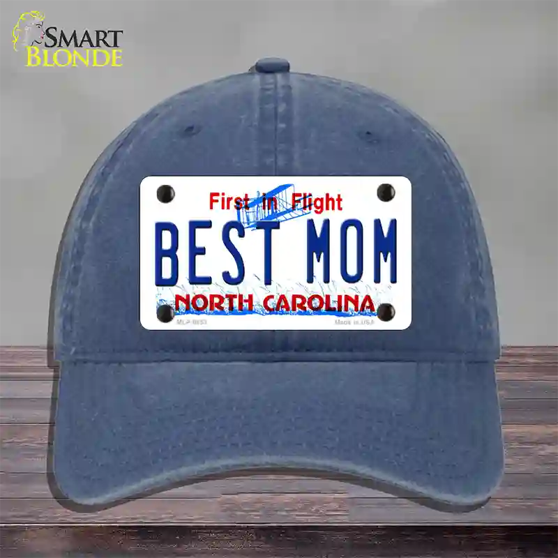 Best Mom North Carolina Novelty License Plate Hat Unconstructed Cotton / Navy