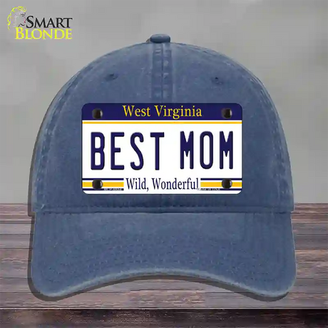 Best Mom West Virginia Novelty License Plate Hat Unconstructed Cotton / Navy