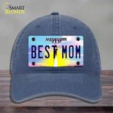 Best Mom Mississippi Novelty License Plate Hat Unconstructed Cotton / Navy