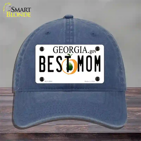 Best Mom Georgia Novelty License Plate Hat Unconstructed Cotton / Navy