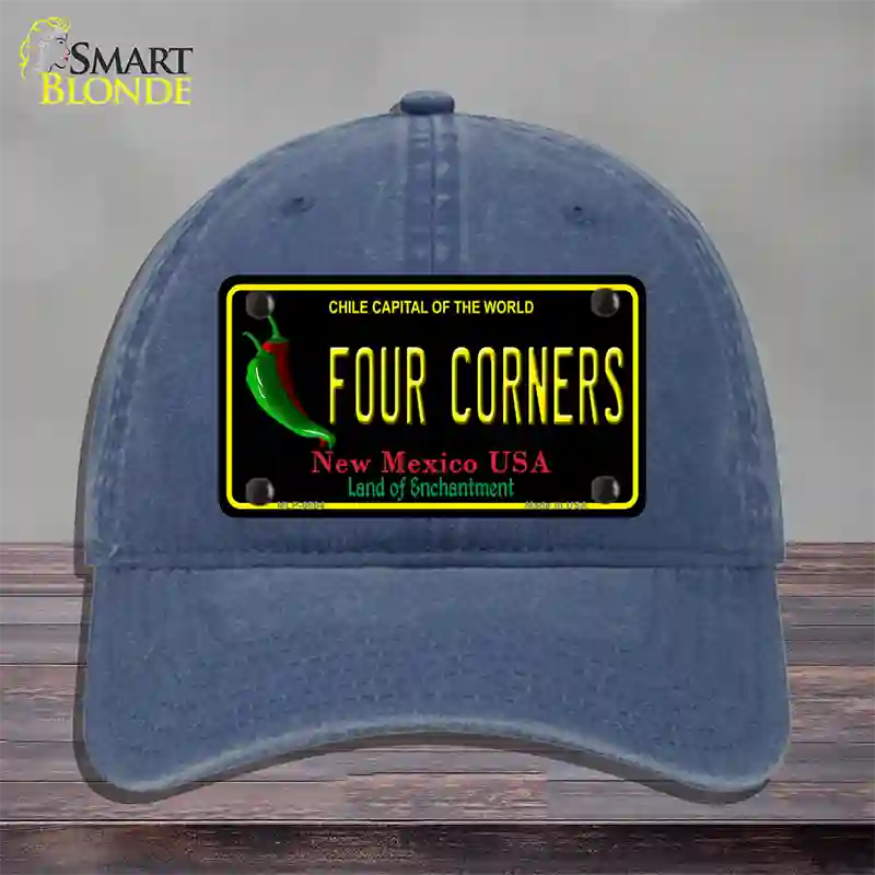 Four Corners Black New Mexico Novelty License Plate Hat Unconstructed Cotton / Navy