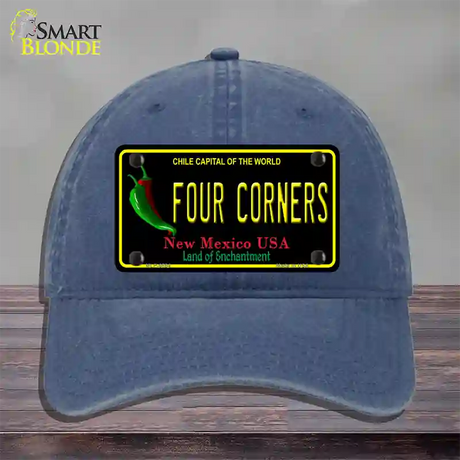 Four Corners Black New Mexico Novelty License Plate Hat Unconstructed Cotton / Navy