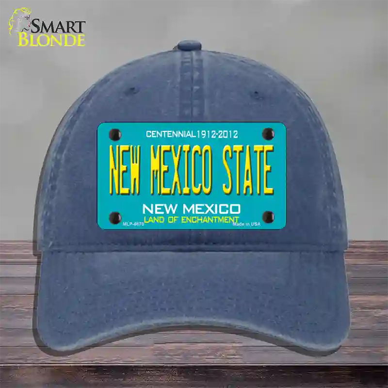 New Mexico State Teal Novelty License Plate Hat Unconstructed Cotton / Navy