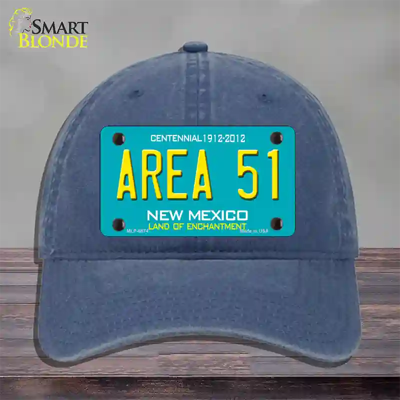 Area 51 New Mexico Novelty License Plate Hat Unconstructed Cotton / Navy