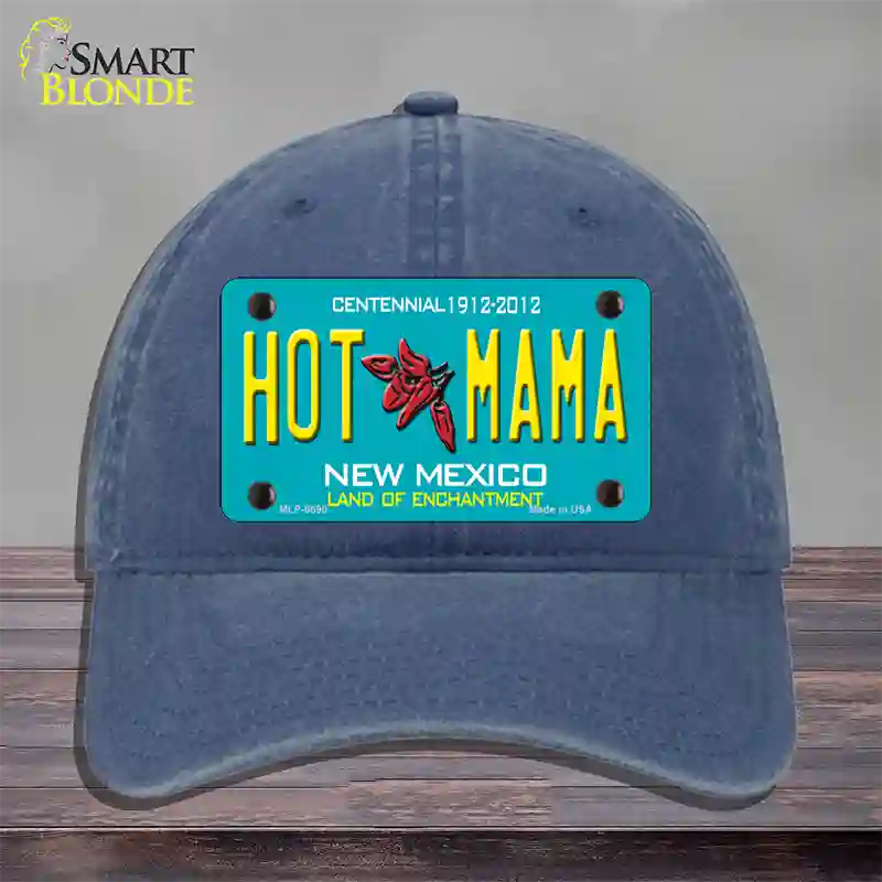 Hot Mama New Mexico Novelty License Plate Hat Unconstructed Cotton / Navy