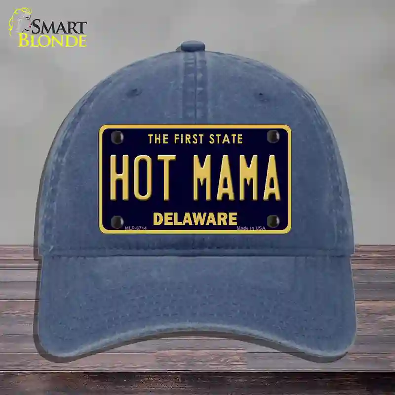 Hot Mama Delaware Novelty License Plate Hat Unconstructed Cotton / Navy