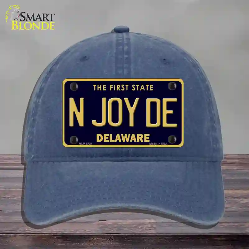 N Joy De Delaware Novelty License Plate Hat Unconstructed Cotton / Navy