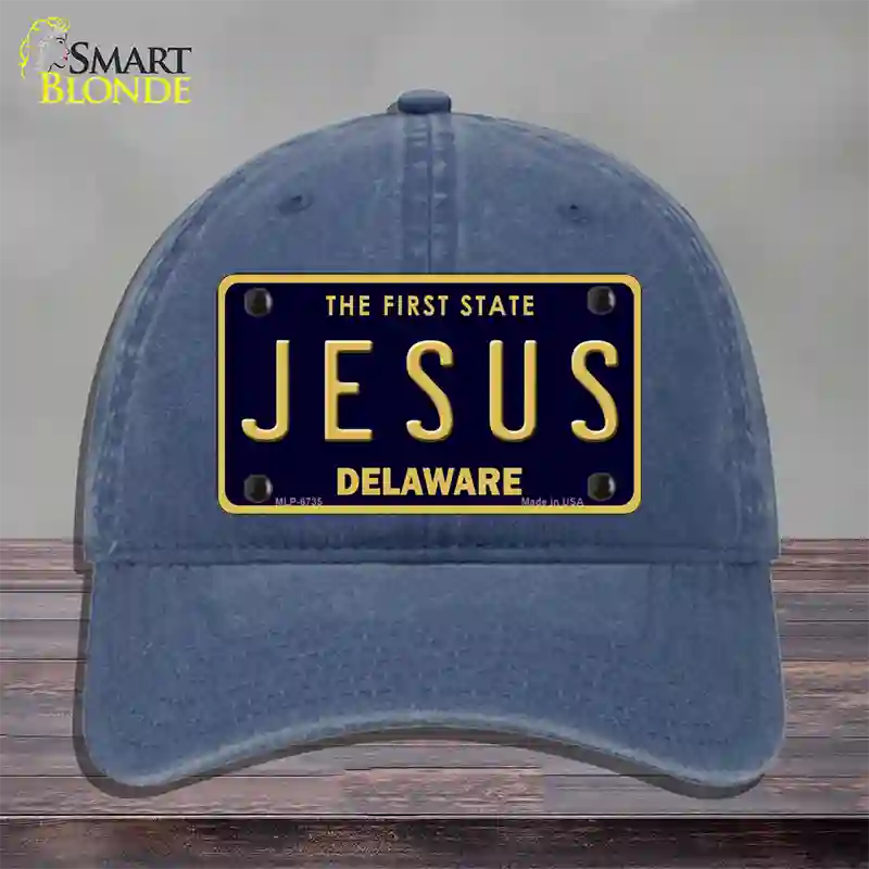 Jesus Delaware Novelty License Plate Hat Unconstructed Cotton / Navy