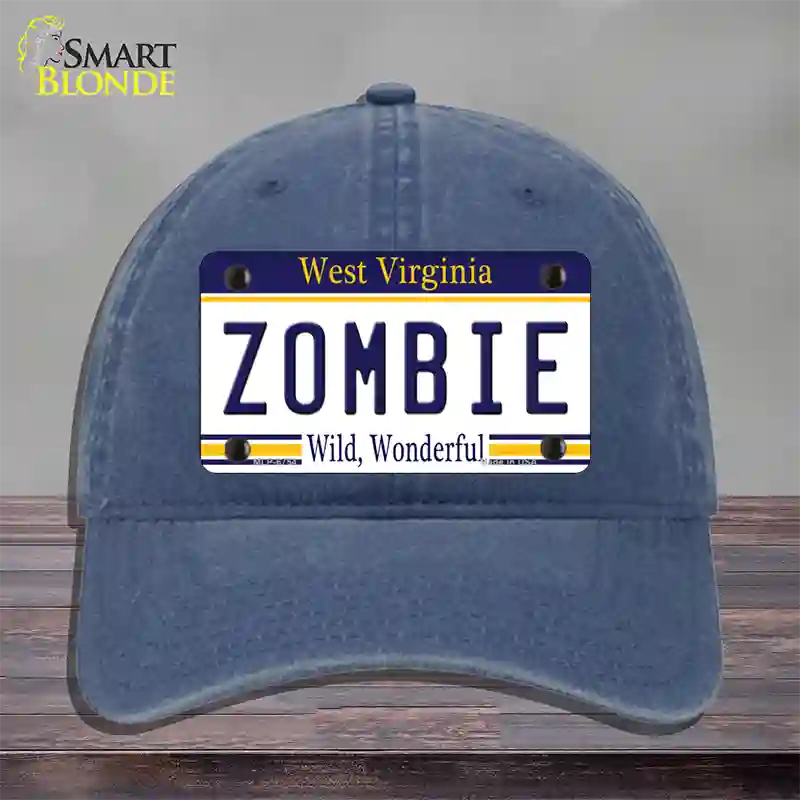 Zombie West Virginia Novelty License Plate Hat Unconstructed Cotton / Navy