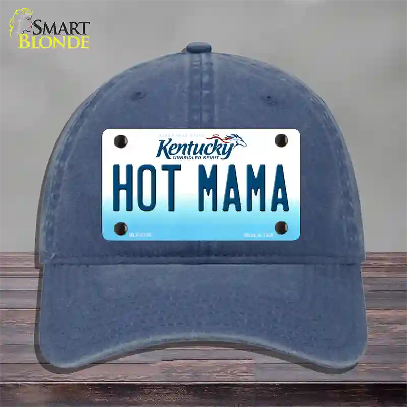 Hot Mama Kentucky Novelty License Plate Hat Unconstructed Cotton / Navy