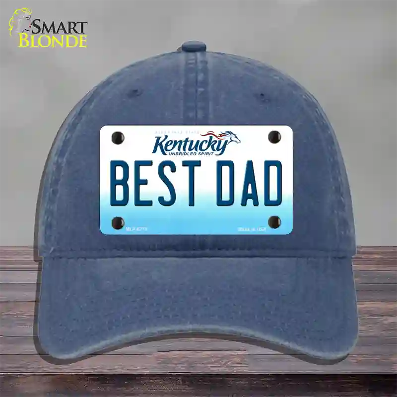 Best Dad Kentucky Novelty License Plate Hat Unconstructed Cotton / Navy