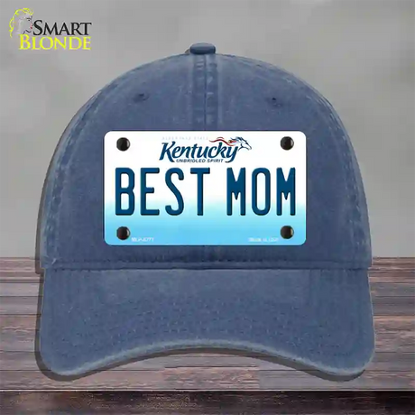 Best Mom Kentucky Novelty License Plate Hat Unconstructed Cotton / Navy