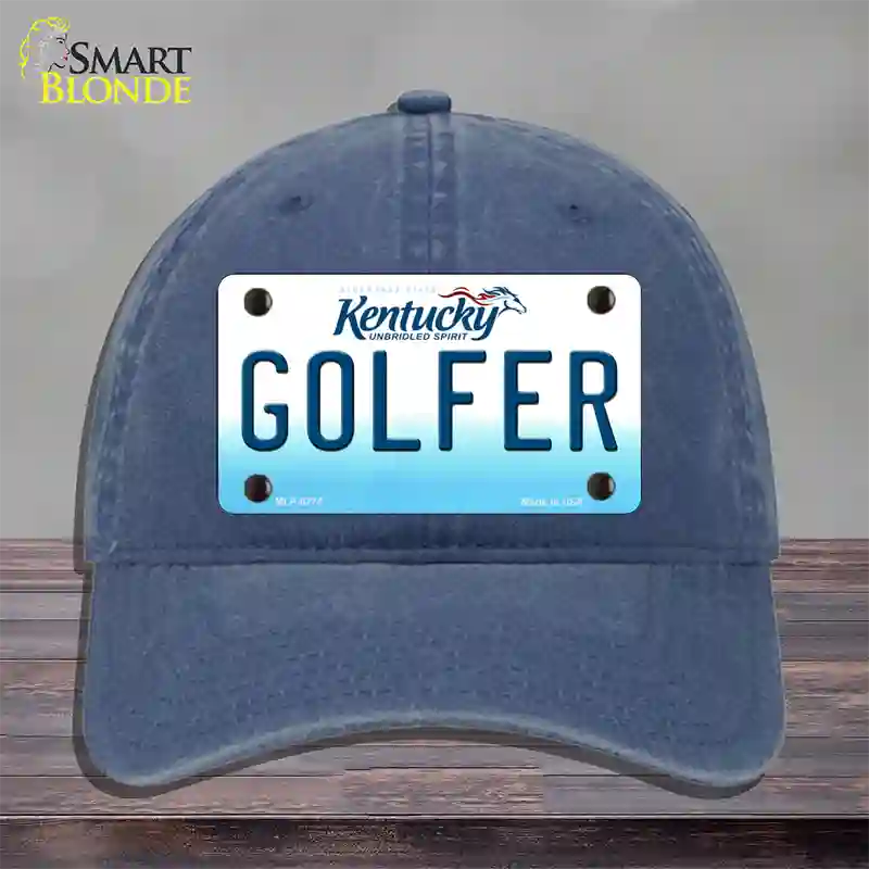 Golfer Kentucky Novelty License Plate Hat Unconstructed Cotton / Navy