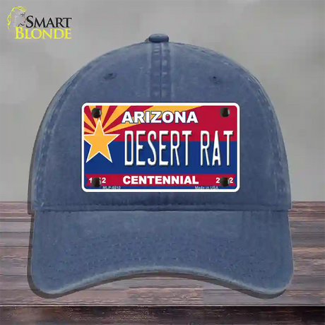 Arizona Centennial Desert Rat Novelty License Plate Hat Unconstructed Cotton / Navy