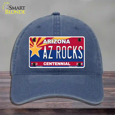 Arizona Centennial Az Rocks Novelty License Plate Hat Unconstructed Cotton / Navy