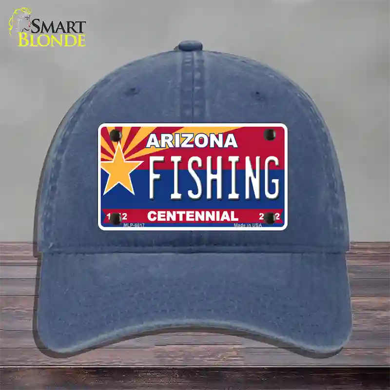 Arizona Centennial Fishing Novelty License Plate Hat Unconstructed Cotton / Navy