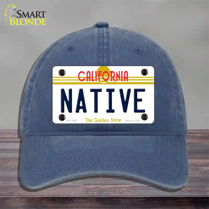 Native California Novelty License Plate Hat Unconstructed Cotton / Navy