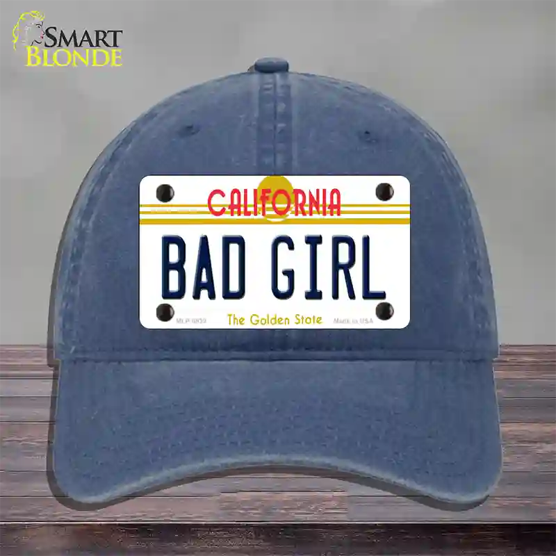 Bad Girl California Novelty License Plate Hat Unconstructed Cotton / Navy