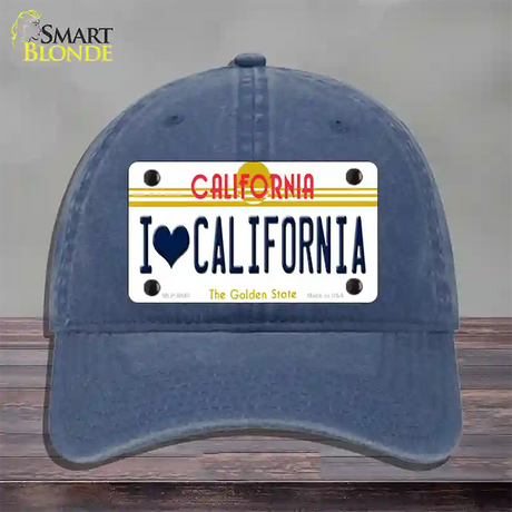 I Love California Novelty License Plate Hat Unconstructed Cotton / Navy