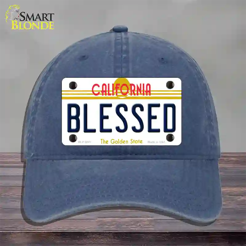 Blessed California Novelty License Plate Hat Unconstructed Cotton / Navy