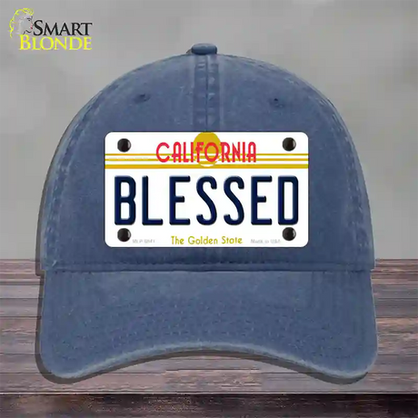 Blessed California Novelty License Plate Hat Unconstructed Cotton / Navy