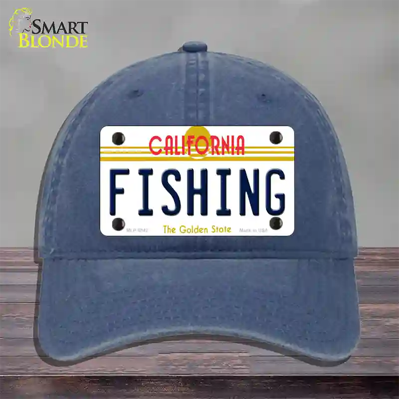 Fishing California Novelty License Plate Hat Unconstructed Cotton / Navy