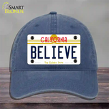 Believe California Novelty License Plate Hat Unconstructed Cotton / Navy