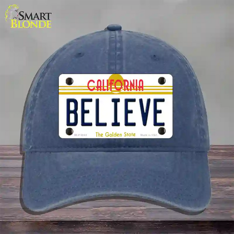 Believe California Novelty License Plate Hat Unconstructed Cotton / Navy