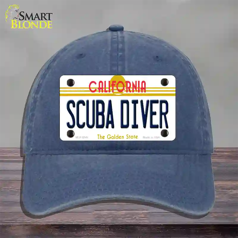 Scuba Diver California Novelty License Plate Hat Unconstructed Cotton / Navy