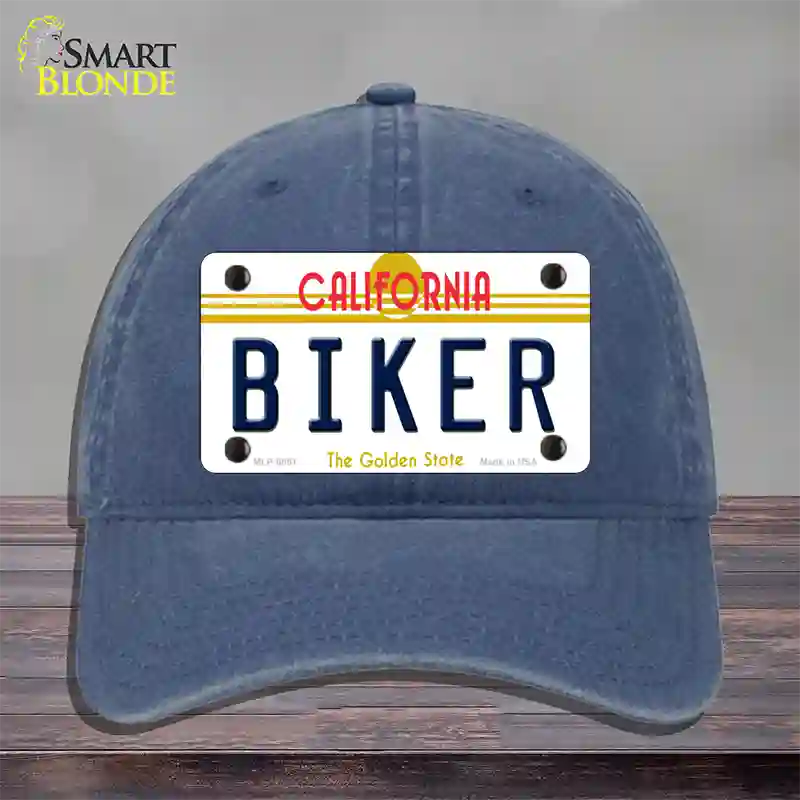 Biker California Novelty License Plate Hat Unconstructed Cotton / Navy