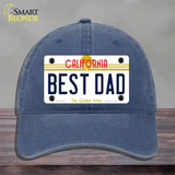 Best Dad California Novelty License Plate Hat Unconstructed Cotton / Navy