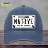 Native Puerto Rico Novelty License Plate Hat Unconstructed Cotton / Navy